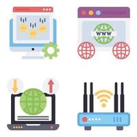 iconos planos de tecnología vector