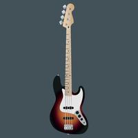 realistic classical vibe electric jazz bass guitar Isolated flat vector illustration