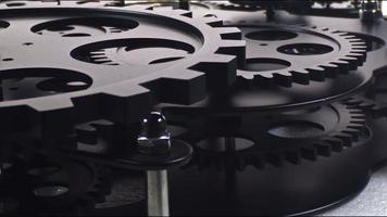 Close Up Shot Of Black Gear Cogs Rotating Working video