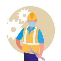 industrial worker man working with face mask vector