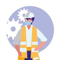 industrial worker man working with face mask vector