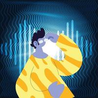 man listening music and dancing vector