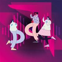 people in the disco dancing and listening music vector