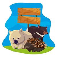 animals of australia with background landscape vector