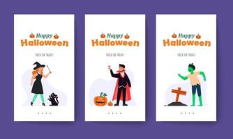 Vector illustration Happy Halloween trick or treat celebration with the characters for party invitation