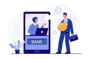 Online payment concept. Mobile banking concept illustration of people using smartphone vector