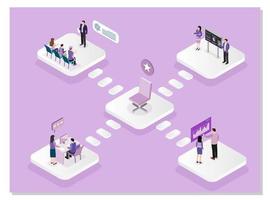 Isometric Block Pattern Illustration Show business content seminar communicate exchange information Investment and turnover vector