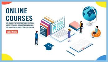 Online Class by e-learning Teleconference Web Video Conference for education vector