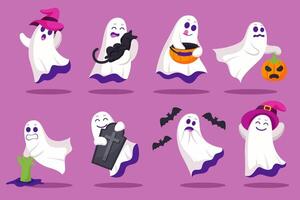 feliz halloween truco o trato fiesta de elemento de objeto fantasma para invitación, banner o página web. vector