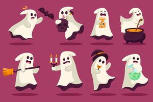 feliz halloween truco o trato fiesta de elemento de objeto fantasma para invitación, banner o página web. vector