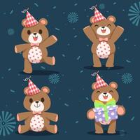 lindo elemento de diseño de oso para tarjeta de invitación, fiesta, amante de los animales, año nuevo, navidad, fiestas de cumpleaños y fiestas infantiles. banner de feliz año nuevo y regalo de año nuevo. vector