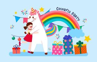 The children happy in party with lovely element vector