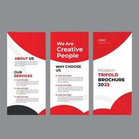 plantilla de diseño de folleto tríptico rojo y negro moderno y plano gratis para empresa corporativa, plantilla de diseño de folleto tríptico de 3 páginas gratis vector