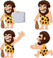 Set of caveman in different actions vector