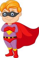 Cartoon superhero boy posing isolated on white background vector