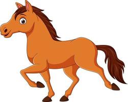 Cartoon brown horse running on white background vector