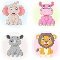 Set of cartoon zoo animals vector