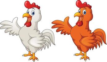 Cartoon rooster in a two different colors vector