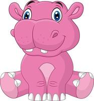 Cartoon happy baby hippo sitting vector