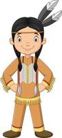 Cartoon native american indian girl on white background vector