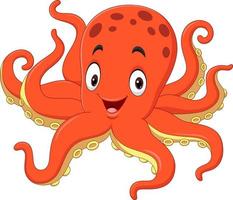 Cute octopus cartoon on white background vector