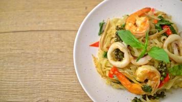 stir fried spicy noodles with sea food or Pad Cha Talay - Thai food style