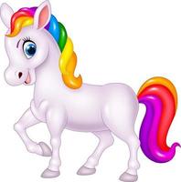 Cartoon rainbow horse isolated on white background vector