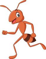 Cartoon happy ant running isolated on white background
