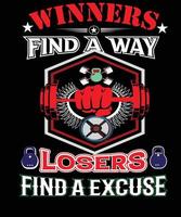 winner find a way gym T-shirt design for fitness lovers vector