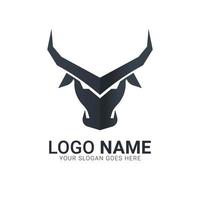 Black bull head silhouette. Bull logo design. vector