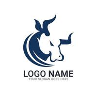 Abstract blue bull head. Modern Bull logo design. vector