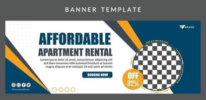 Affordable apartment rental banner template design for company vector