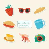 conjunto de pegatinas de picnic vector