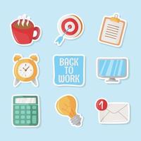 Back to Work Activity Stickers vector