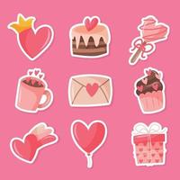 Set of Valentine Day Sticker vector