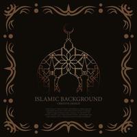 Islamic greeting card with ornament or floral frame design background vector