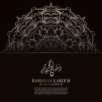 ramadan kareem. Diseño de fondo islámico con caligrafía árabe y mandala de adorno. vector