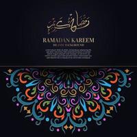 ramadan kareem. Diseño de fondo islámico con caligrafía árabe y mandala de adorno. vector