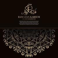 ramadan kareem. Diseño de fondo islámico con caligrafía árabe y mandala de adorno. vector