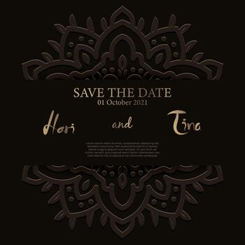 Wedding invitation greeting card with ornament or mandala design background. vector