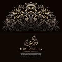 ramadan kareem. Diseño de fondo islámico con caligrafía árabe y mandala de adorno. vector