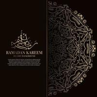 Ramadan kareem. Islamic background design with arabic calligraphy and ornament mandala. vector