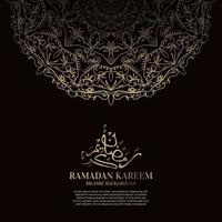 Ramadan kareem. Islamic background design with arabic calligraphy and ornament mandala. vector