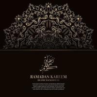 ramadan kareem. Diseño de fondo islámico con caligrafía árabe y mandala de adorno. vector