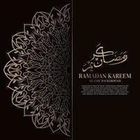 ramadan kareem. Diseño de fondo islámico con caligrafía árabe y mandala de adorno. vector