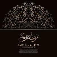 ramadan kareem. Diseño de fondo islámico con caligrafía árabe y mandala de adorno. vector