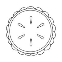 Black and white vector illustration of a pie with jam seen from above