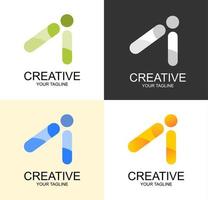 conjunto de elegante logotipo abstracto creativo con letra i, logotipo de marca, logotipo corporativo, logotipo de empresa vector