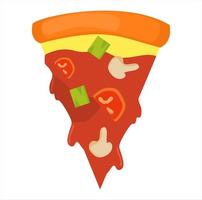 Vector illustration of pizza slice with tomato sauce and cheese topping. restaurant and food themes, suitable for advertising food products