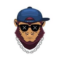 Head monkey illustration for tshirt design vector